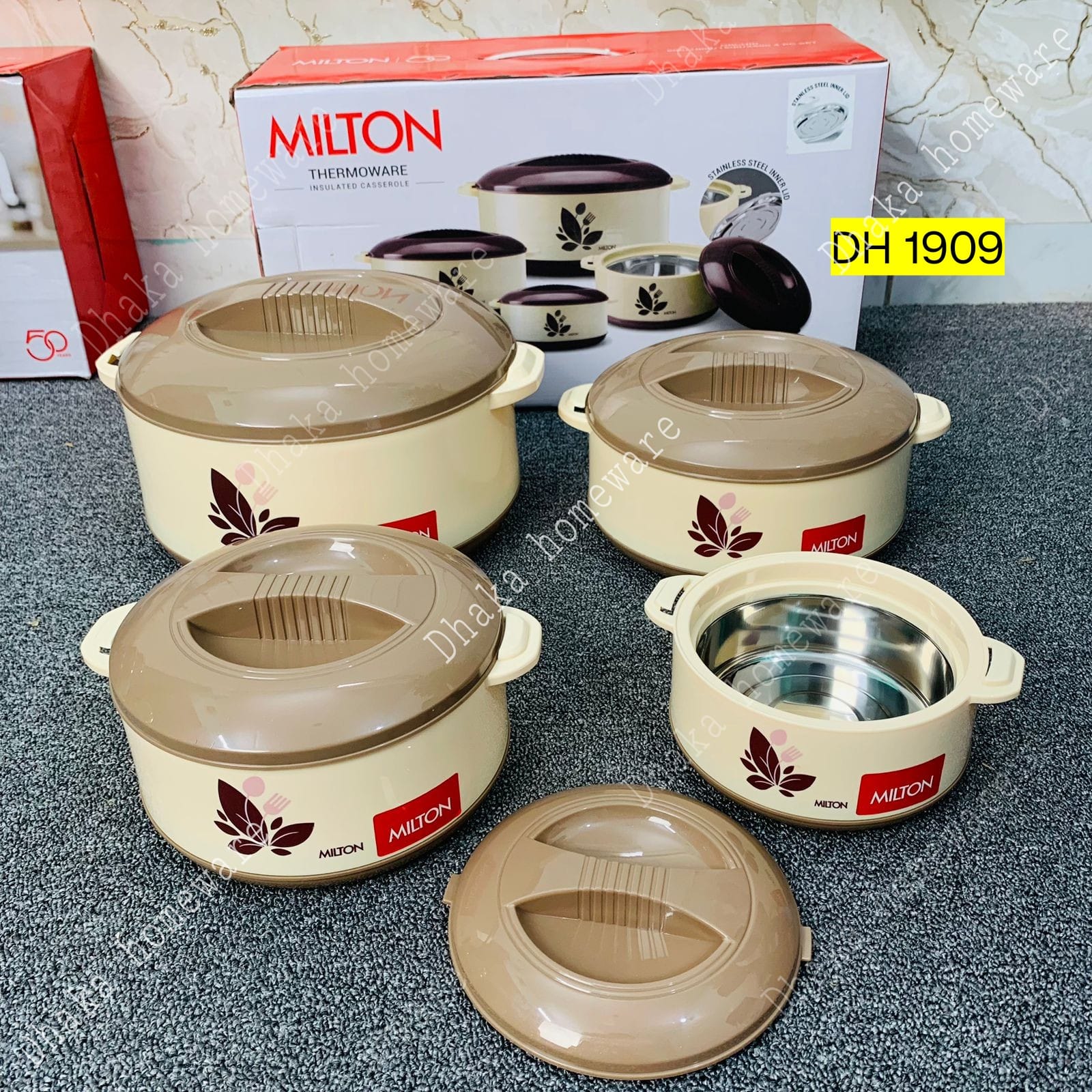 4  Pcs Milton Hot Pot Set Brown