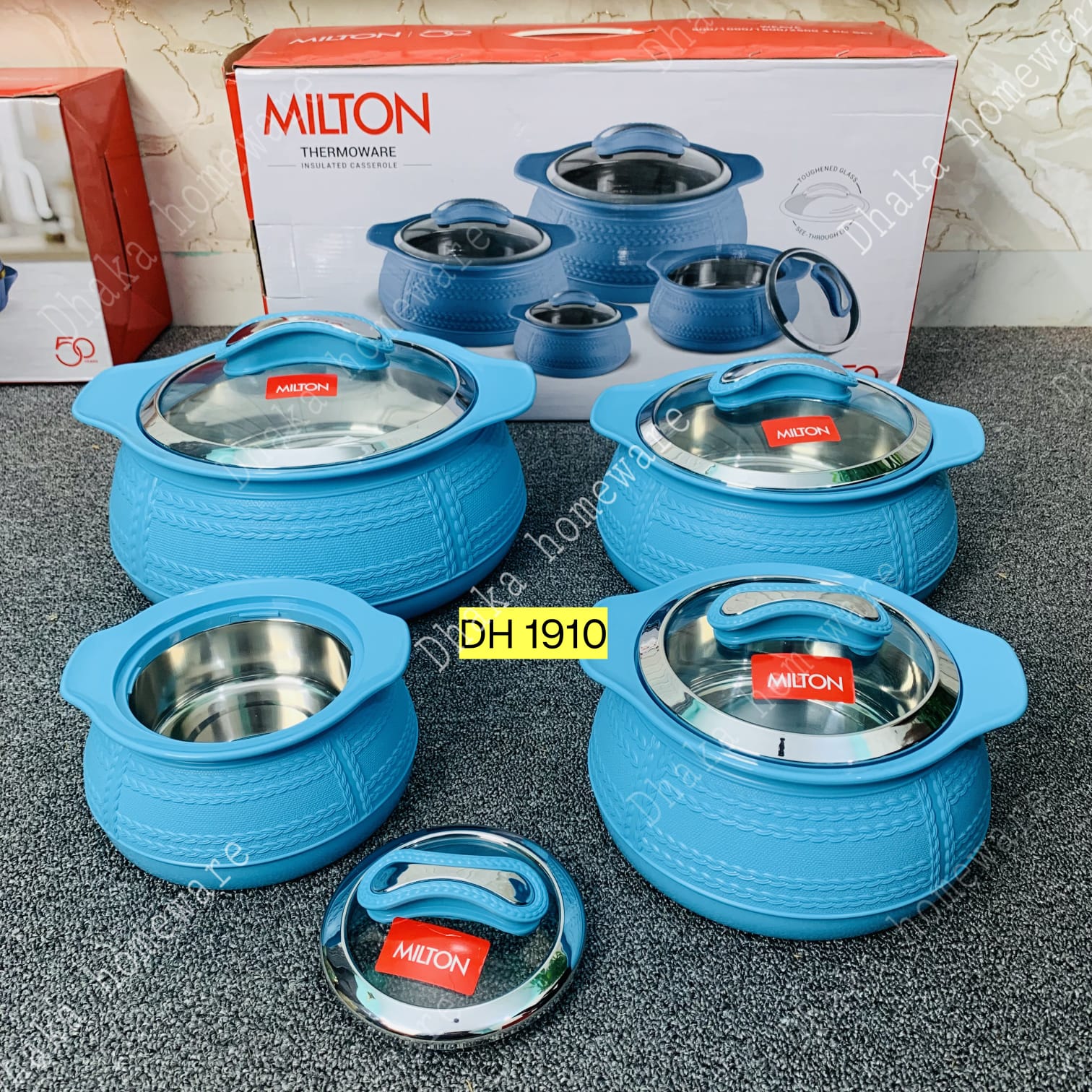 4 Pcs Milton Hotpot Set Glass lid (Sky)