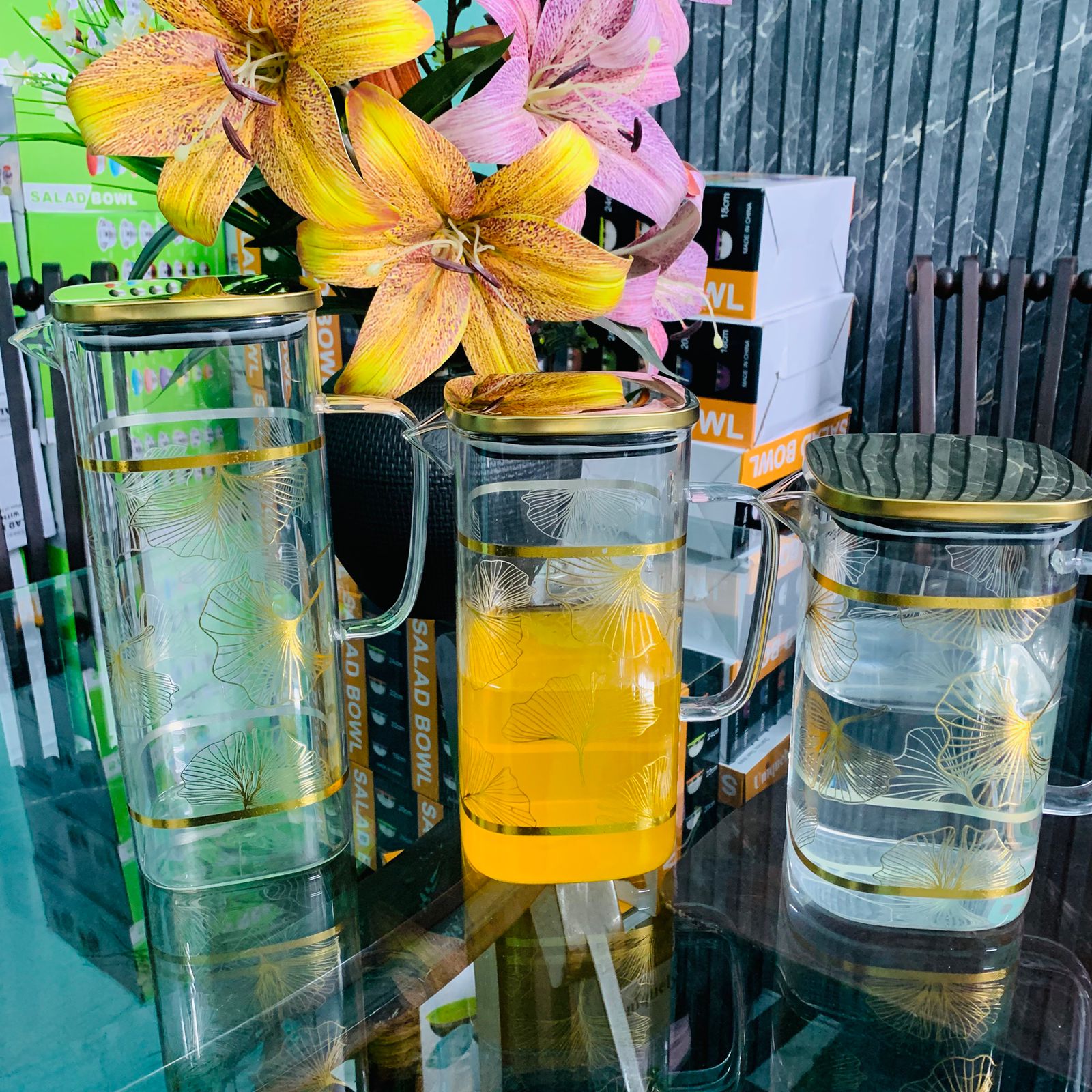 3 pcs Comboo Premium Quality Fire Proof Glass Jug