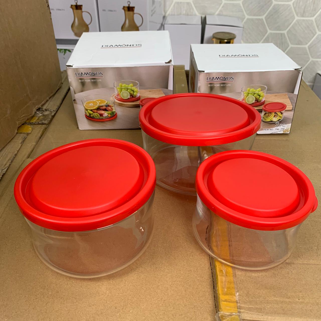 3 pcs Oven & fridge Safe Container Set With Selicone Lid